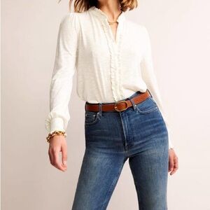 Boden Caroline Jersey Shirt, ivory, US size 16/18
